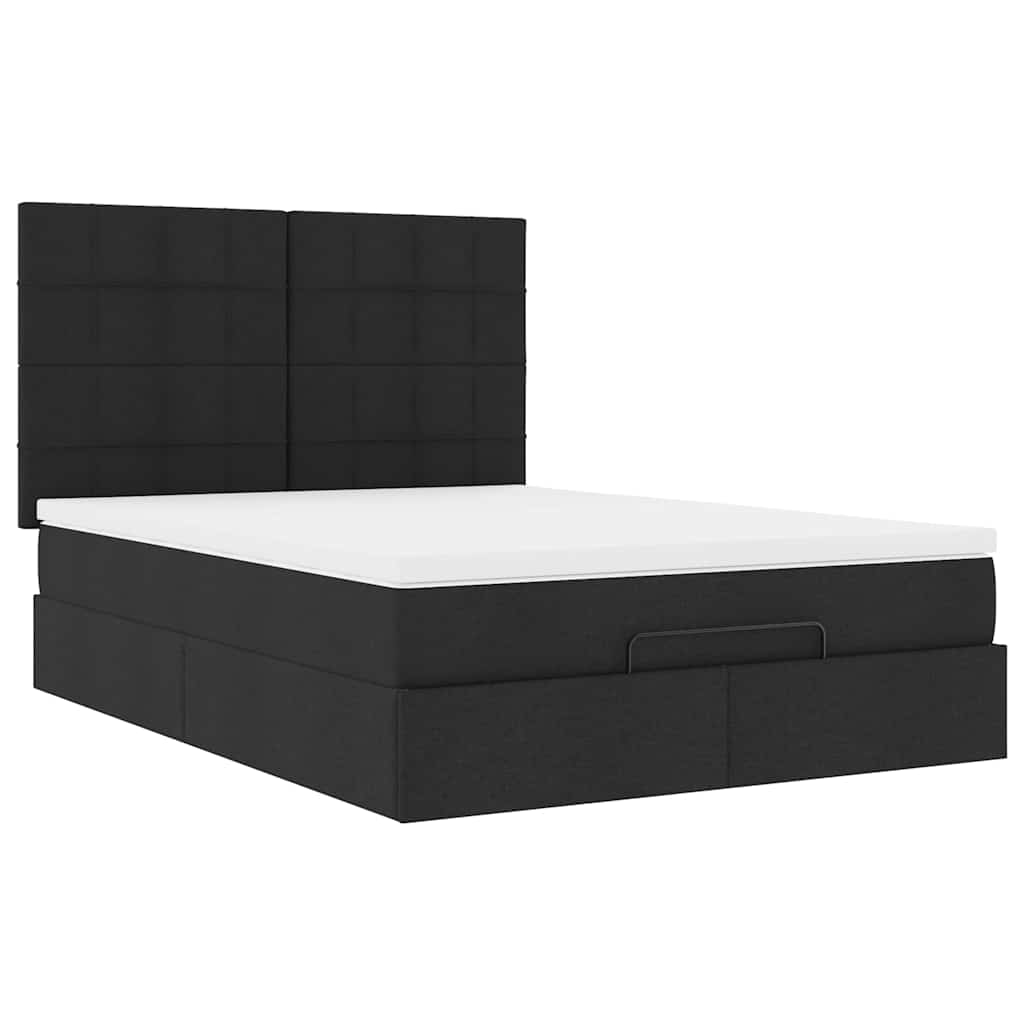 Ottoman bed met matras 140x190cm stof zwart is nu te koop bij PeponiXL, paradijselijk wonen!