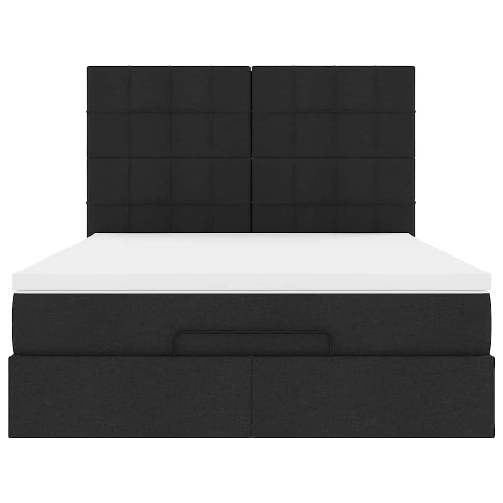 Ottoman bed met matras 140x190cm stof zwart is nu te koop bij PeponiXL, paradijselijk wonen!