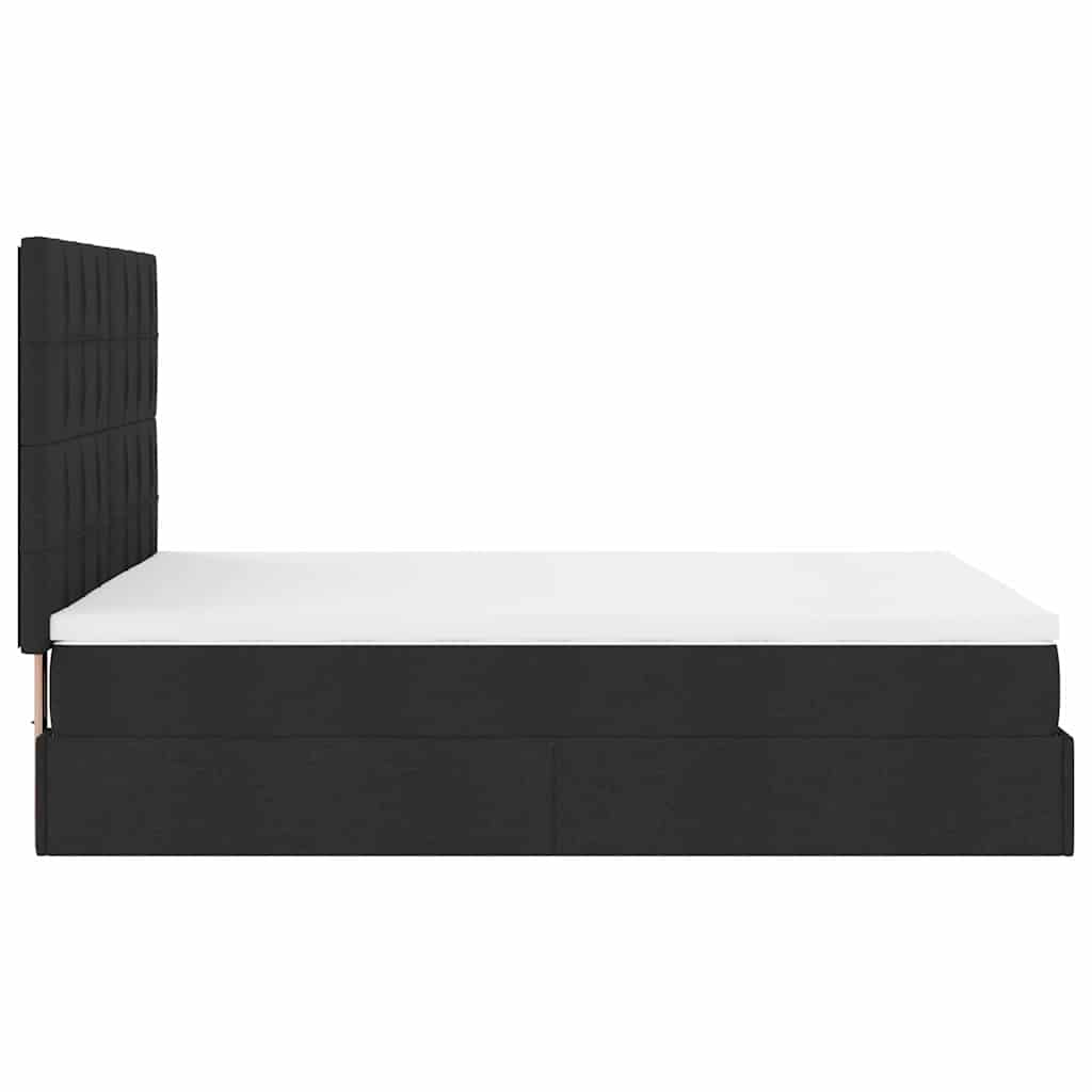 Ottoman bed met matras 140x190cm stof zwart is nu te koop bij PeponiXL, paradijselijk wonen!