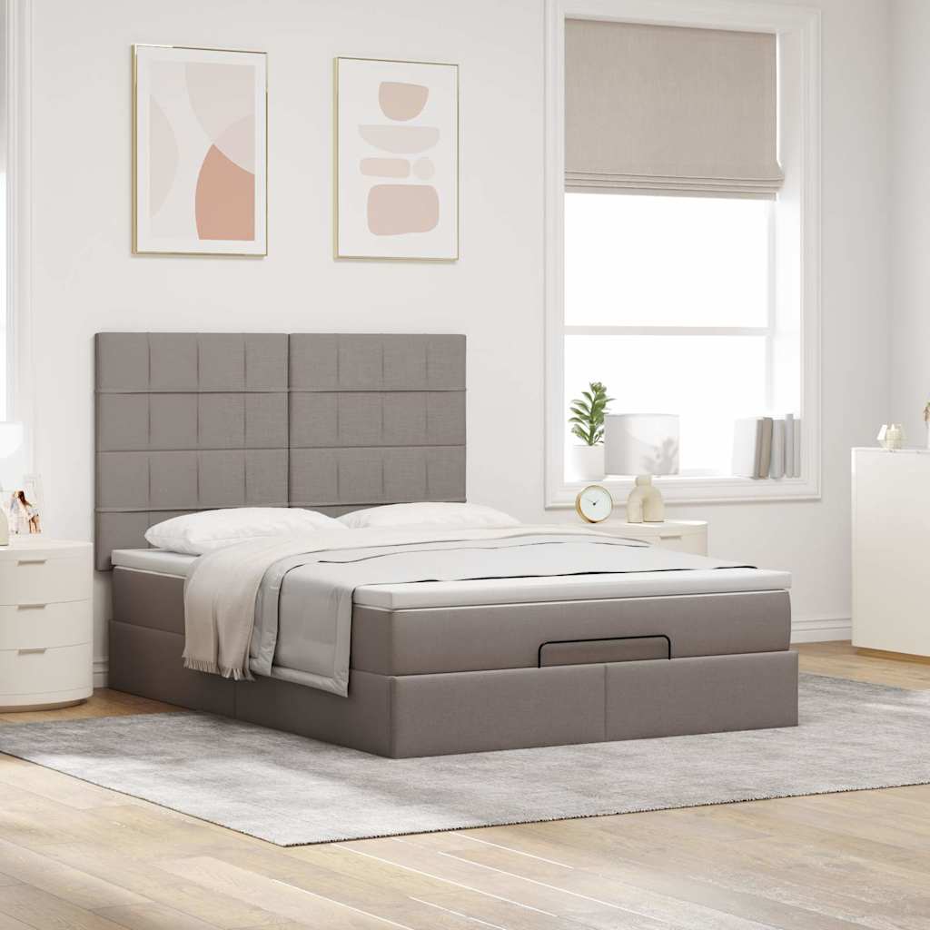 Ottoman bed met matras 140x190cm stof taupe is nu te koop bij PeponiXL, paradijselijk wonen!