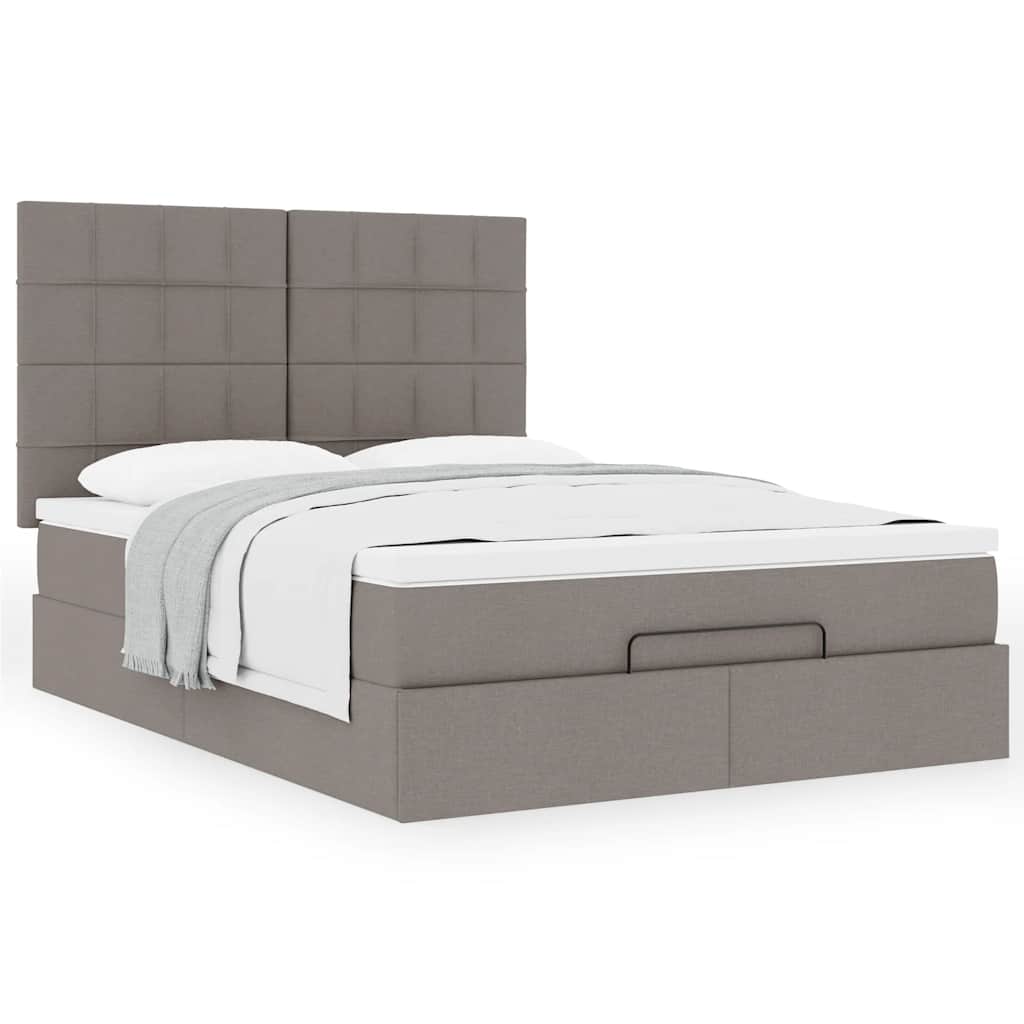 Ottoman bed met matras 140x190cm stof taupe is nu te koop bij PeponiXL, paradijselijk wonen!