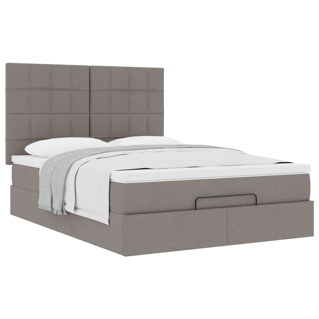 Ottoman bed met matras 140x190cm stof taupe is nu te koop bij PeponiXL, paradijselijk wonen!