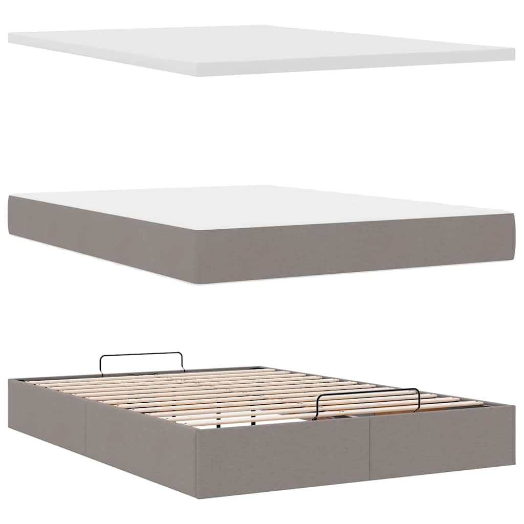 Ottoman bed met matras 140x190cm stof taupe is nu te koop bij PeponiXL, paradijselijk wonen!