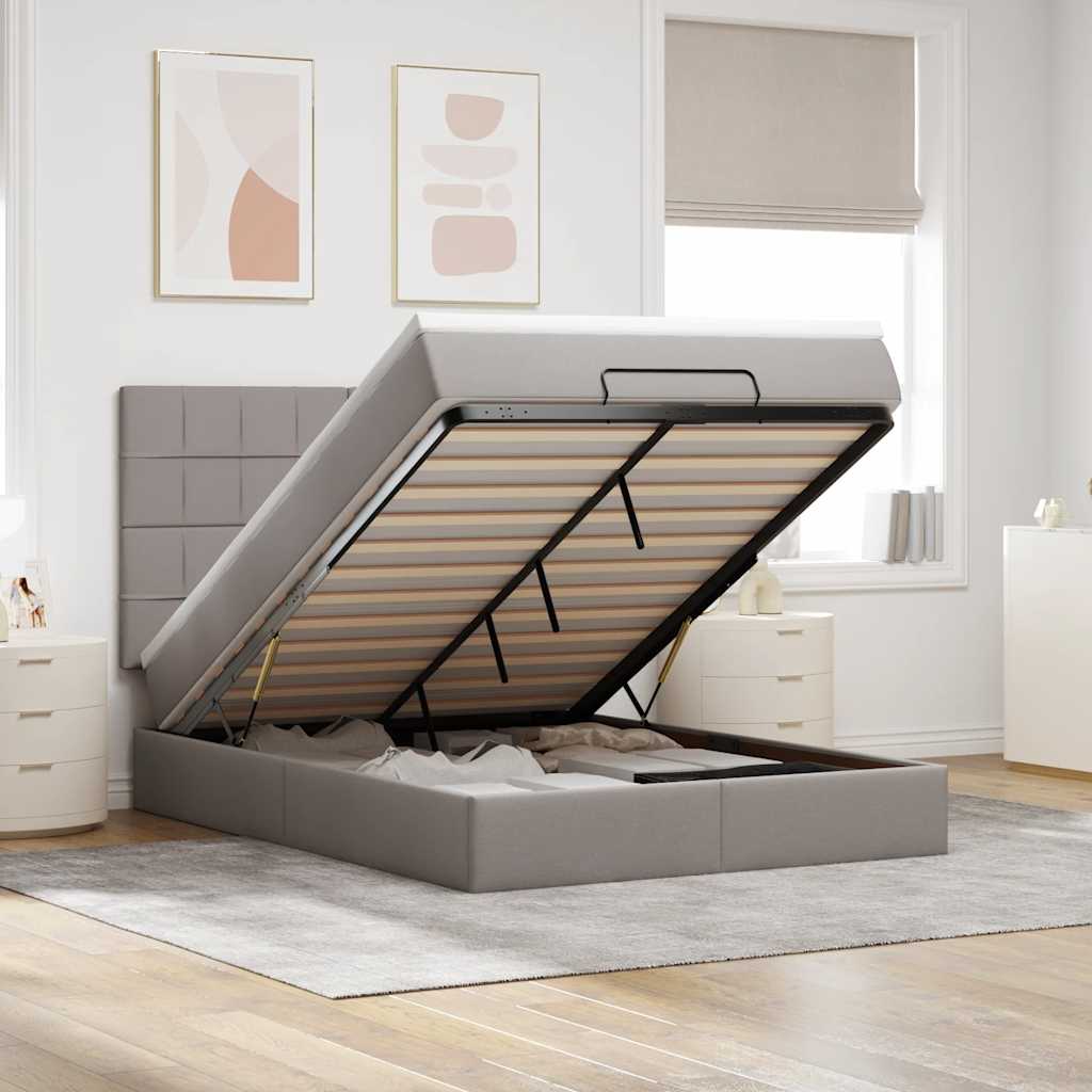 Ottoman bed met matras 140x190cm stof taupe is nu te koop bij PeponiXL, paradijselijk wonen!