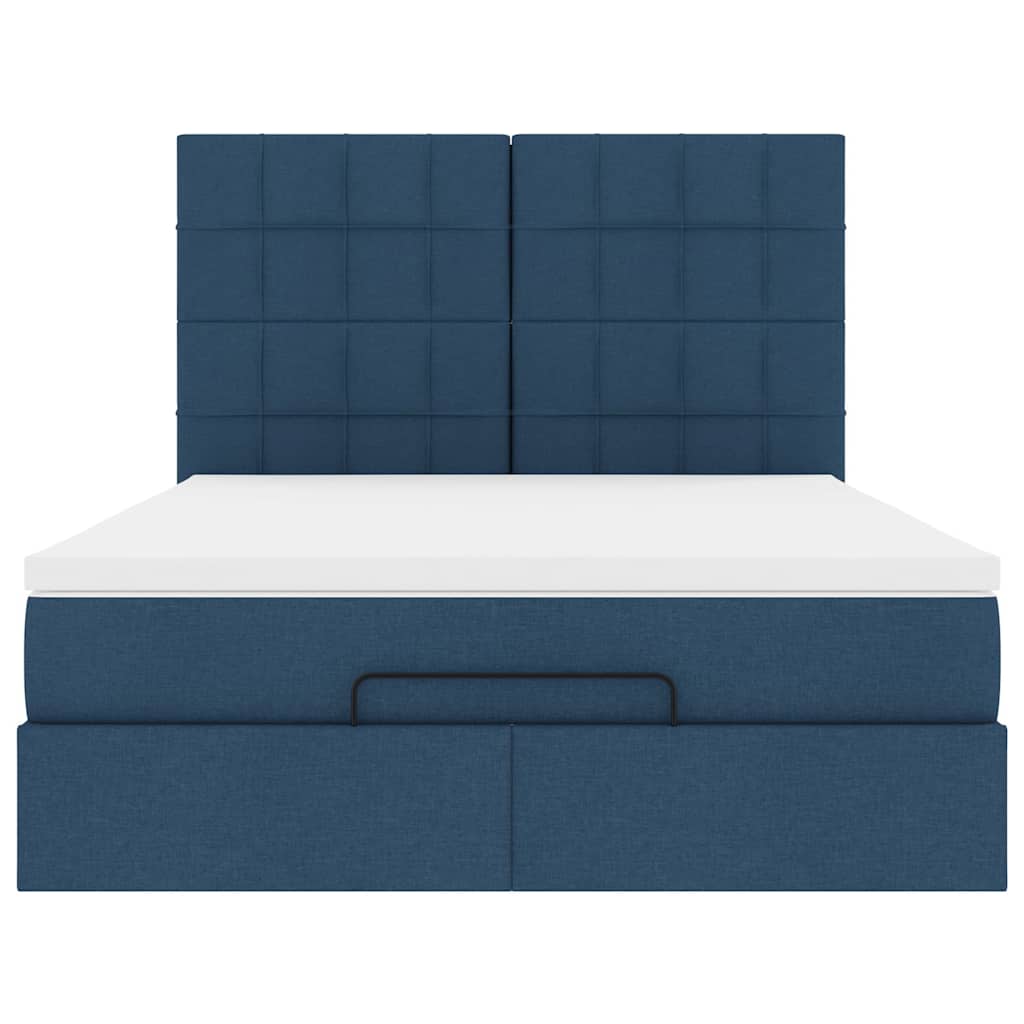 Ottoman bed met matras 140x190cm stof blauw is nu te koop bij PeponiXL, paradijselijk wonen!