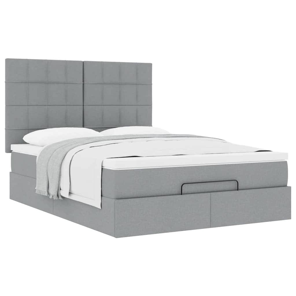 Ottoman bed met matras 140x200cm stof lichtgrijs is nu te koop bij PeponiXL, paradijselijk wonen!