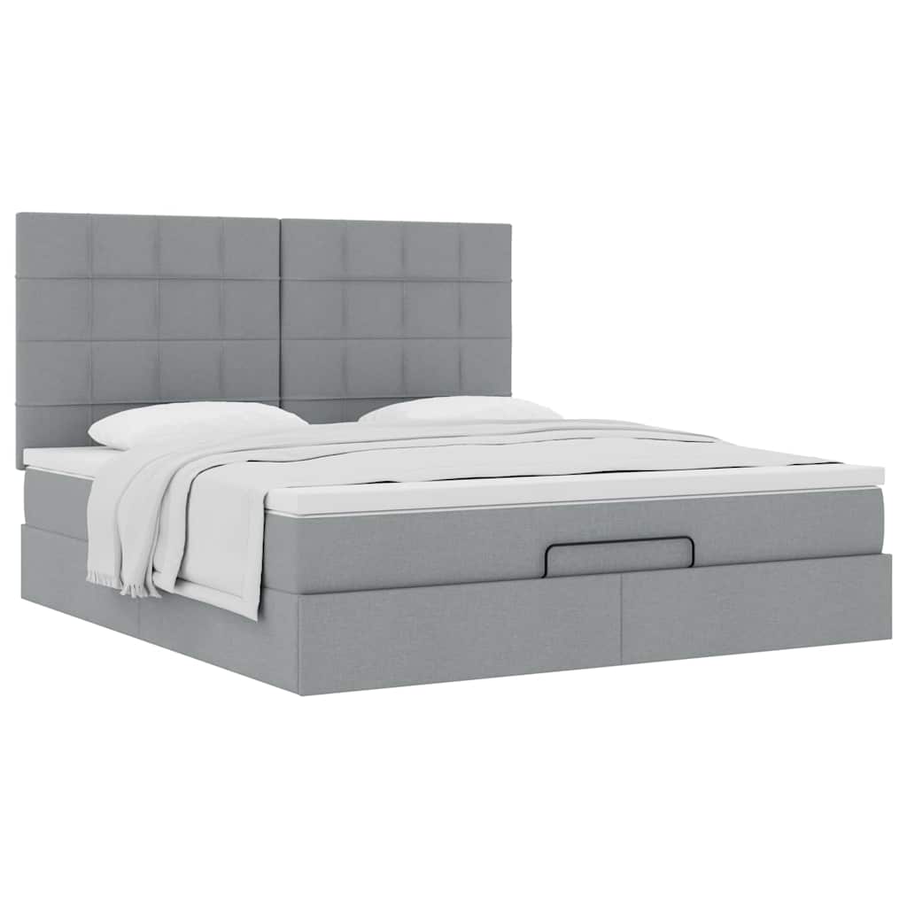 Ottoman bed met matras 160x200cm stof lichtgrijs is nu te koop bij PeponiXL, paradijselijk wonen!