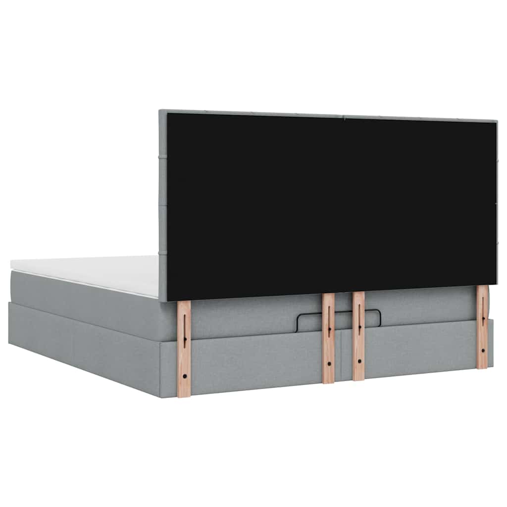 Ottoman bed met matras 160x200cm stof lichtgrijs is nu te koop bij PeponiXL, paradijselijk wonen!