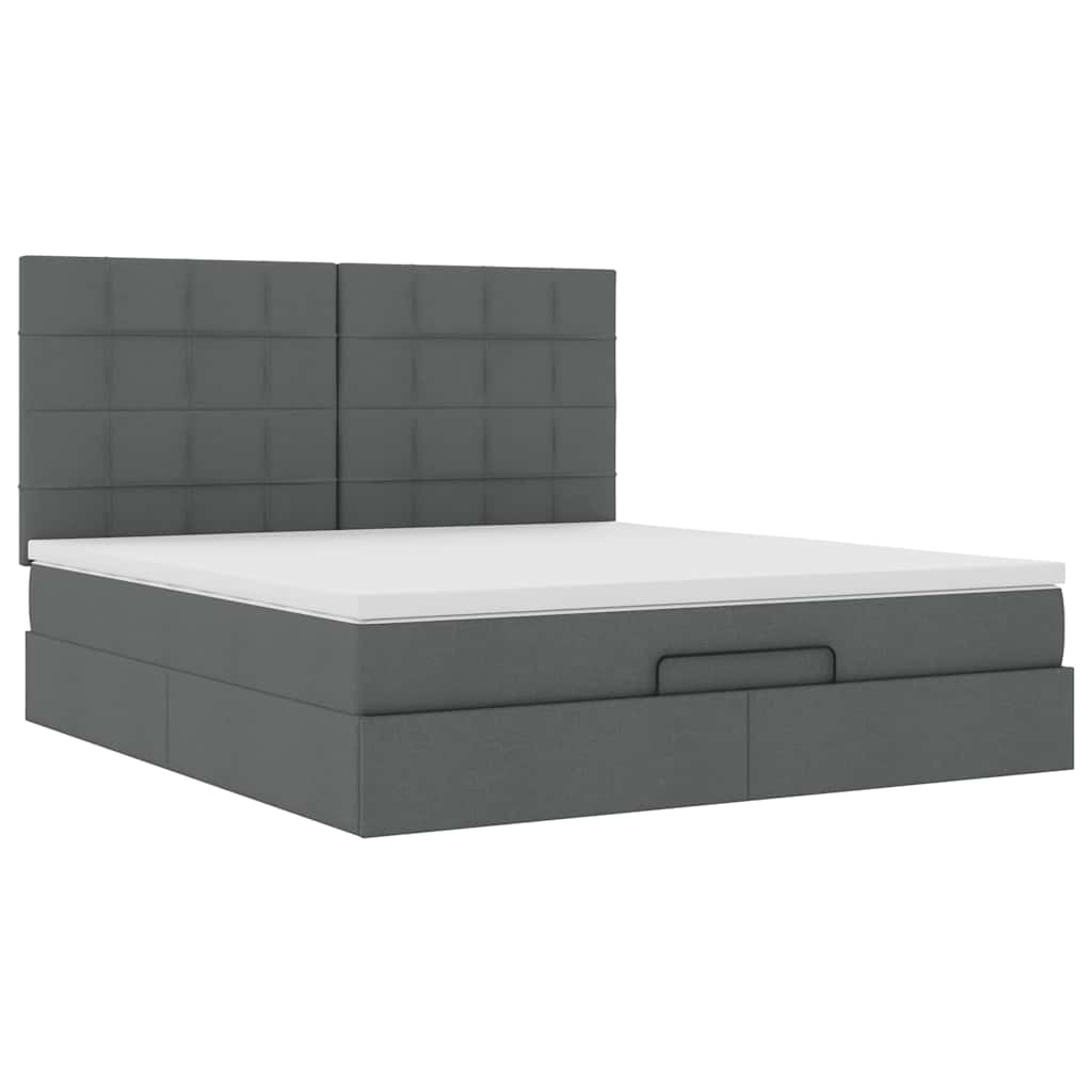 Ottoman bed met matras 160x200cm stof donkergrijs is nu te koop bij PeponiXL, paradijselijk wonen!