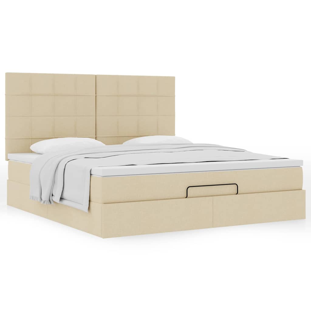 Ottoman bed met matras 160x200cm stof crèmekleurig is nu te koop bij PeponiXL, paradijselijk wonen!