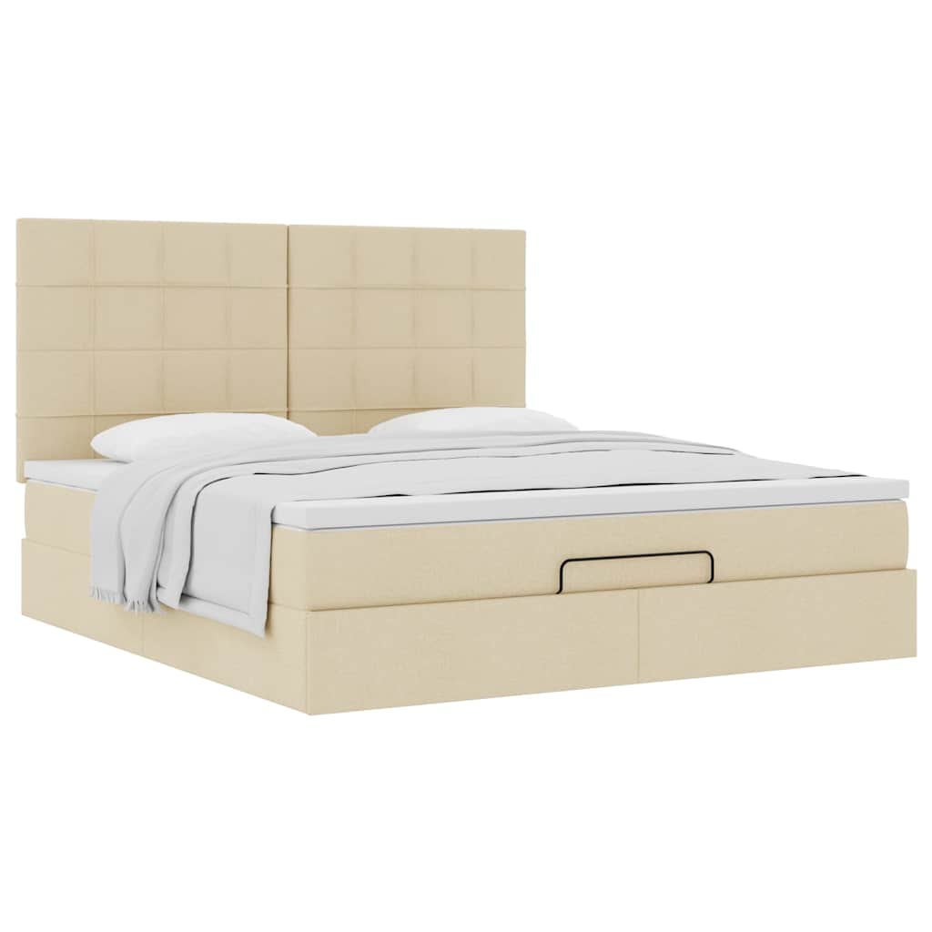Ottoman bed met matras 160x200cm stof crèmekleurig is nu te koop bij PeponiXL, paradijselijk wonen!