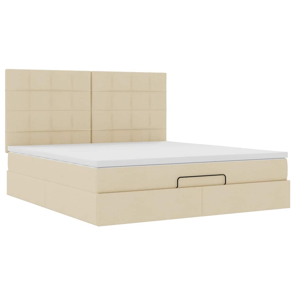 Ottoman bed met matras 160x200cm stof crèmekleurig is nu te koop bij PeponiXL, paradijselijk wonen!