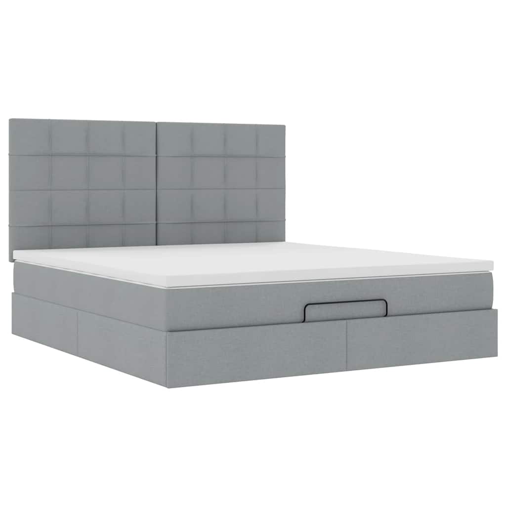 Ottoman bed met matras 180x200cm stof lichtgrijs is nu te koop bij PeponiXL, paradijselijk wonen!