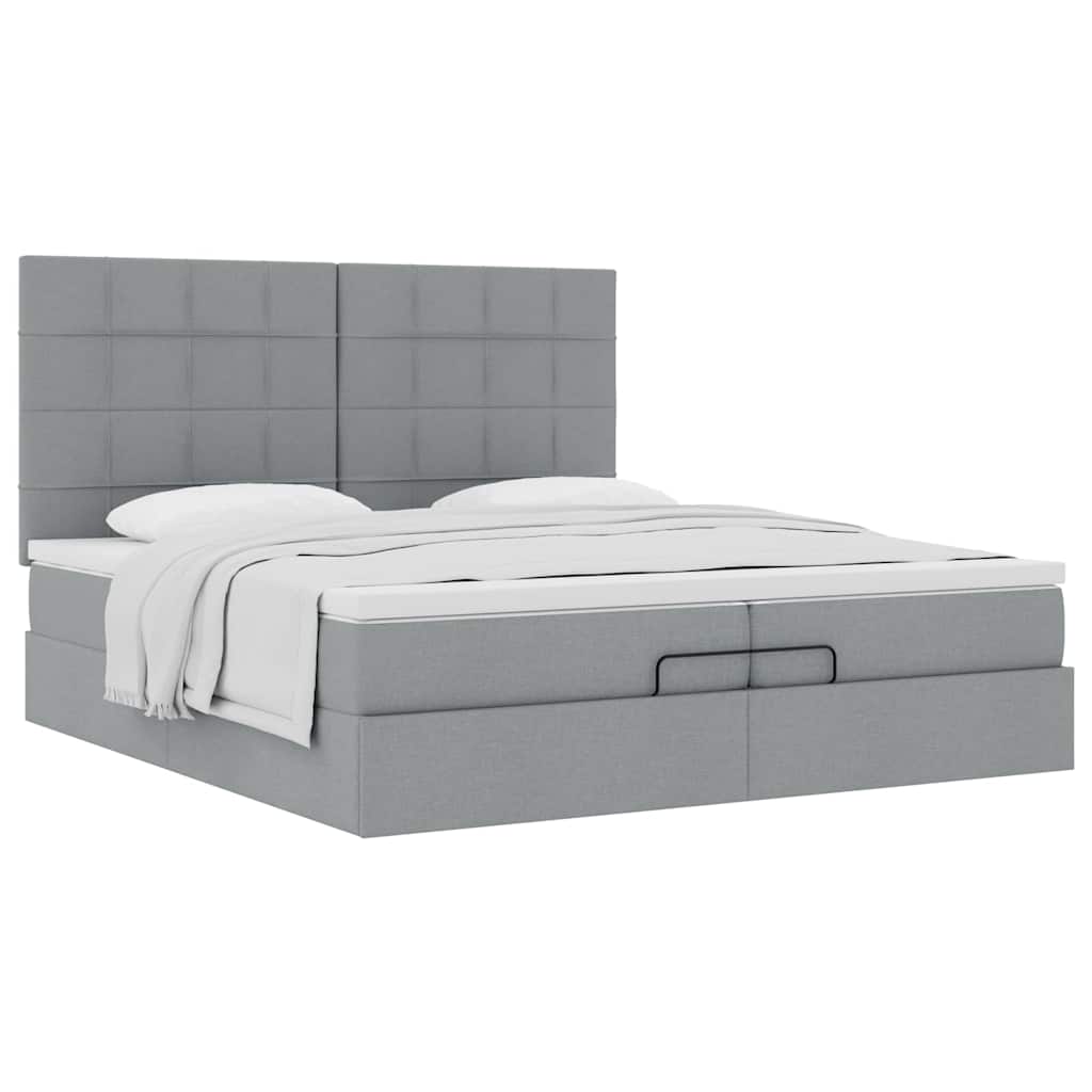 Ottoman bed met matrassen 200x200cm stof lichtgrijs is nu te koop bij PeponiXL, paradijselijk wonen!