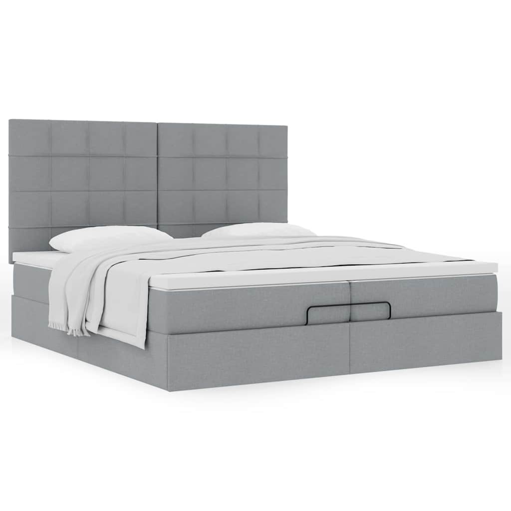 Ottoman bed met matrassen 200x200cm stof lichtgrijs is nu te koop bij PeponiXL, paradijselijk wonen!