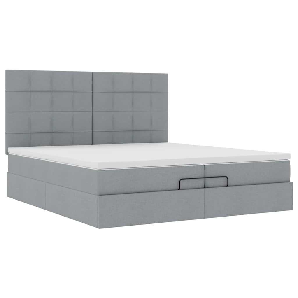 Ottoman bed met matrassen 200x200cm stof lichtgrijs is nu te koop bij PeponiXL, paradijselijk wonen!