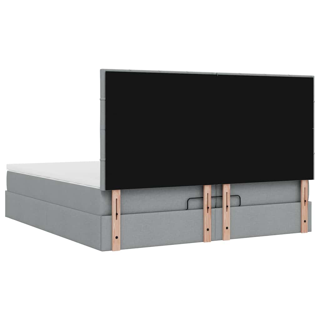 Ottoman bed met matrassen 200x200cm stof lichtgrijs is nu te koop bij PeponiXL, paradijselijk wonen!