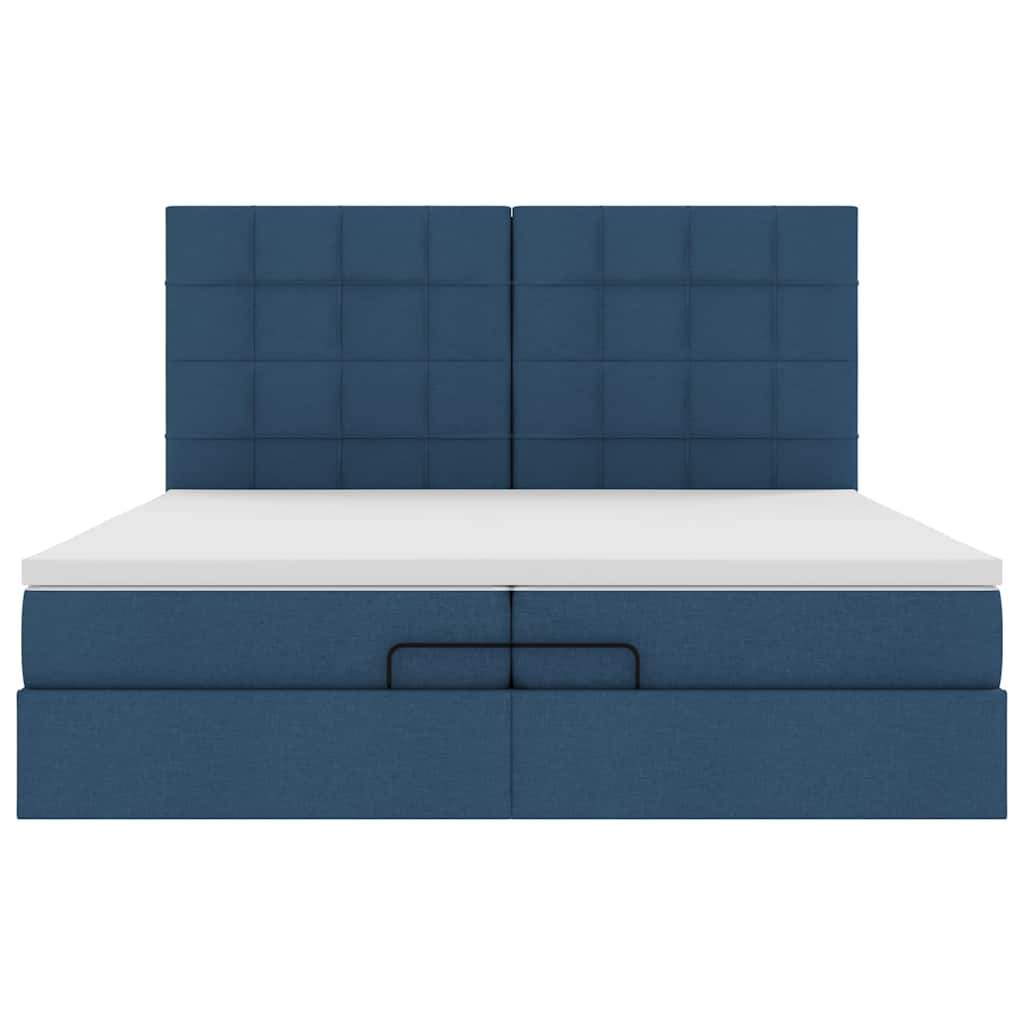 Ottoman bed met matrassen 200x200cm stof blauw is nu te koop bij PeponiXL, paradijselijk wonen!