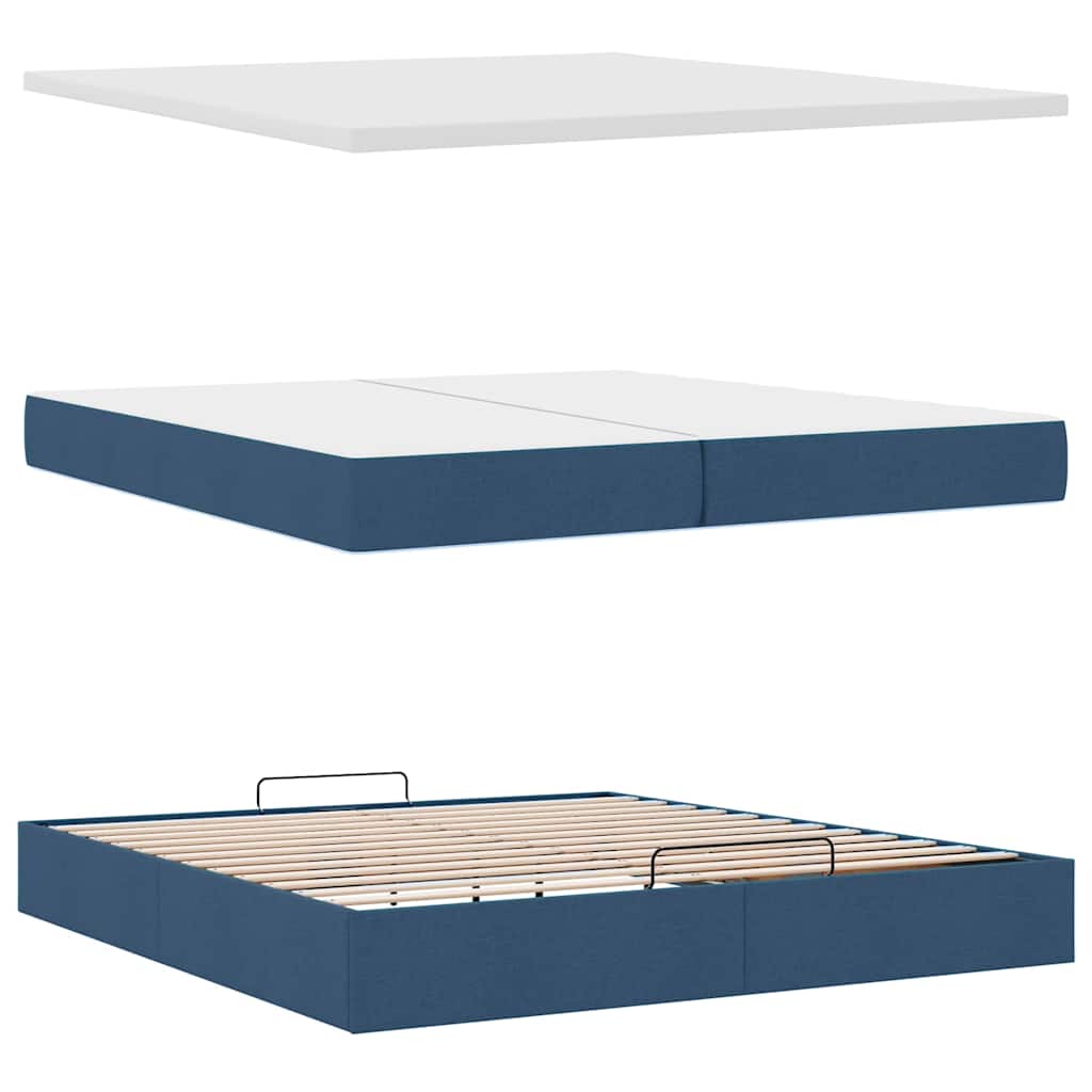 Ottoman bed met matrassen 200x200cm stof blauw is nu te koop bij PeponiXL, paradijselijk wonen!