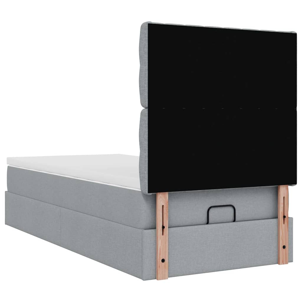 Ottoman bed met matras 80x200cm stof lichtgrijs is nu te koop bij PeponiXL, paradijselijk wonen!
