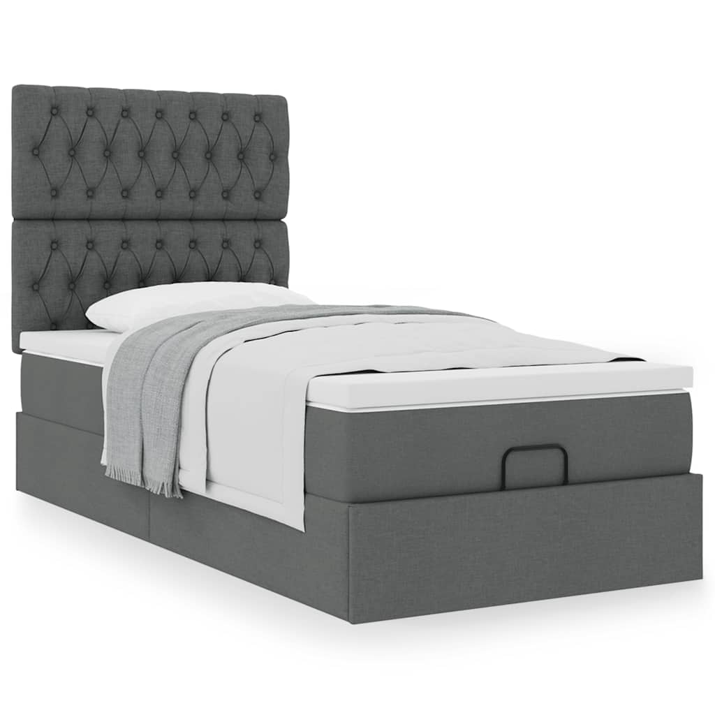 Ottoman bed met matras 90x190cm stof donkergrijs is nu te koop bij PeponiXL, paradijselijk wonen!
