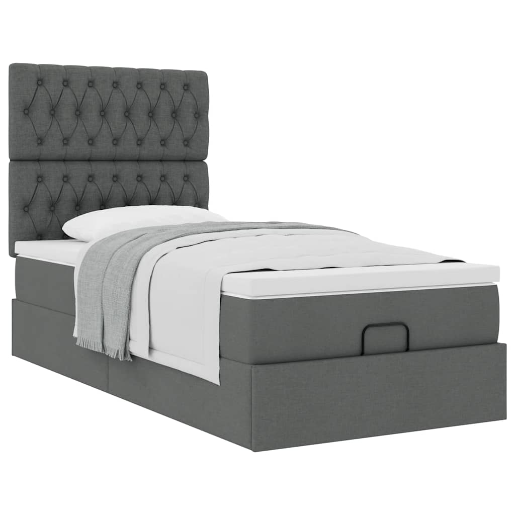 Ottoman bed met matras 90x190cm stof donkergrijs is nu te koop bij PeponiXL, paradijselijk wonen!