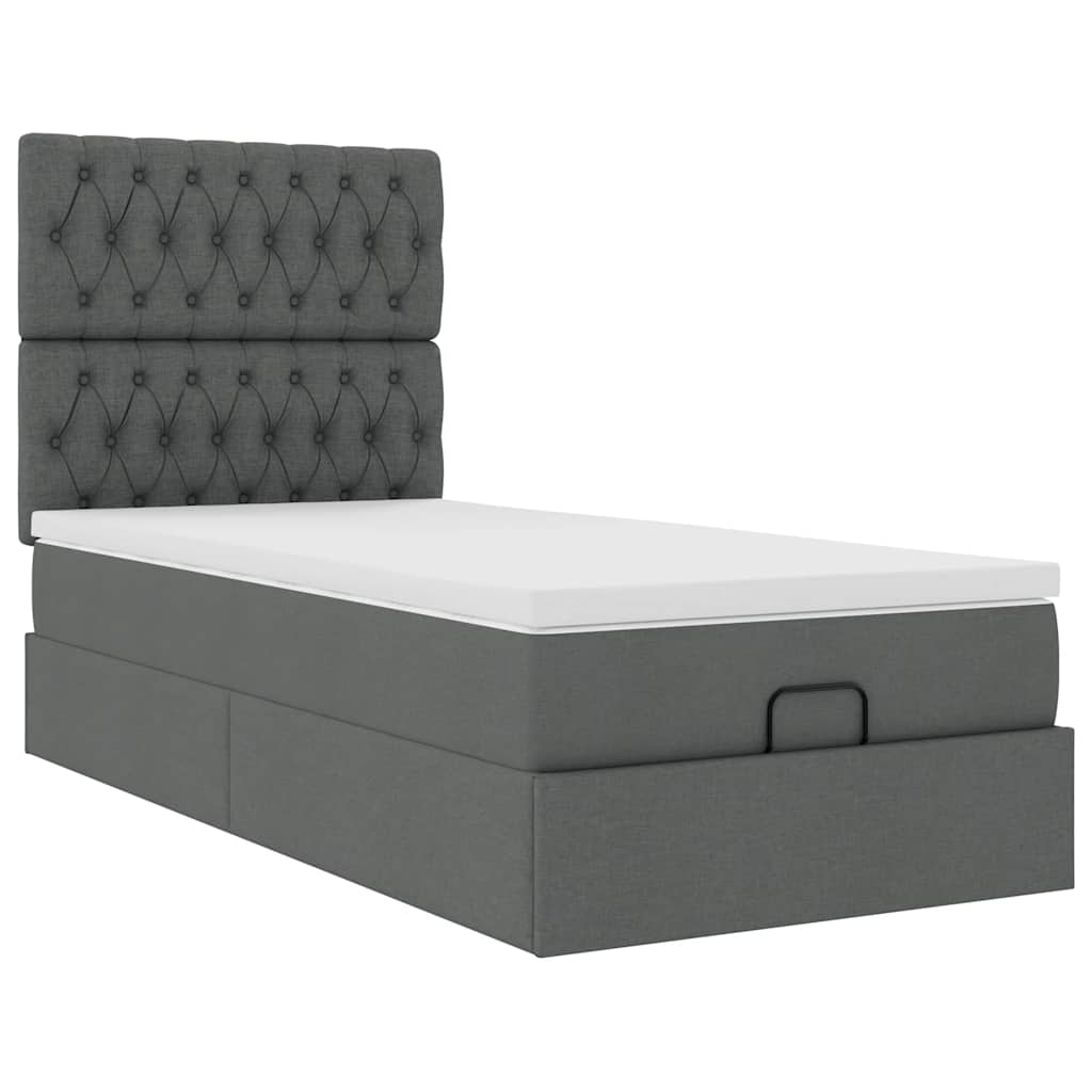 Ottoman bed met matras 90x190cm stof donkergrijs is nu te koop bij PeponiXL, paradijselijk wonen!
