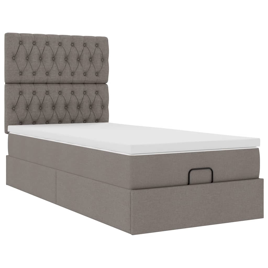 Ottoman bed met matras 90x190cm stof taupe is nu te koop bij PeponiXL, paradijselijk wonen!