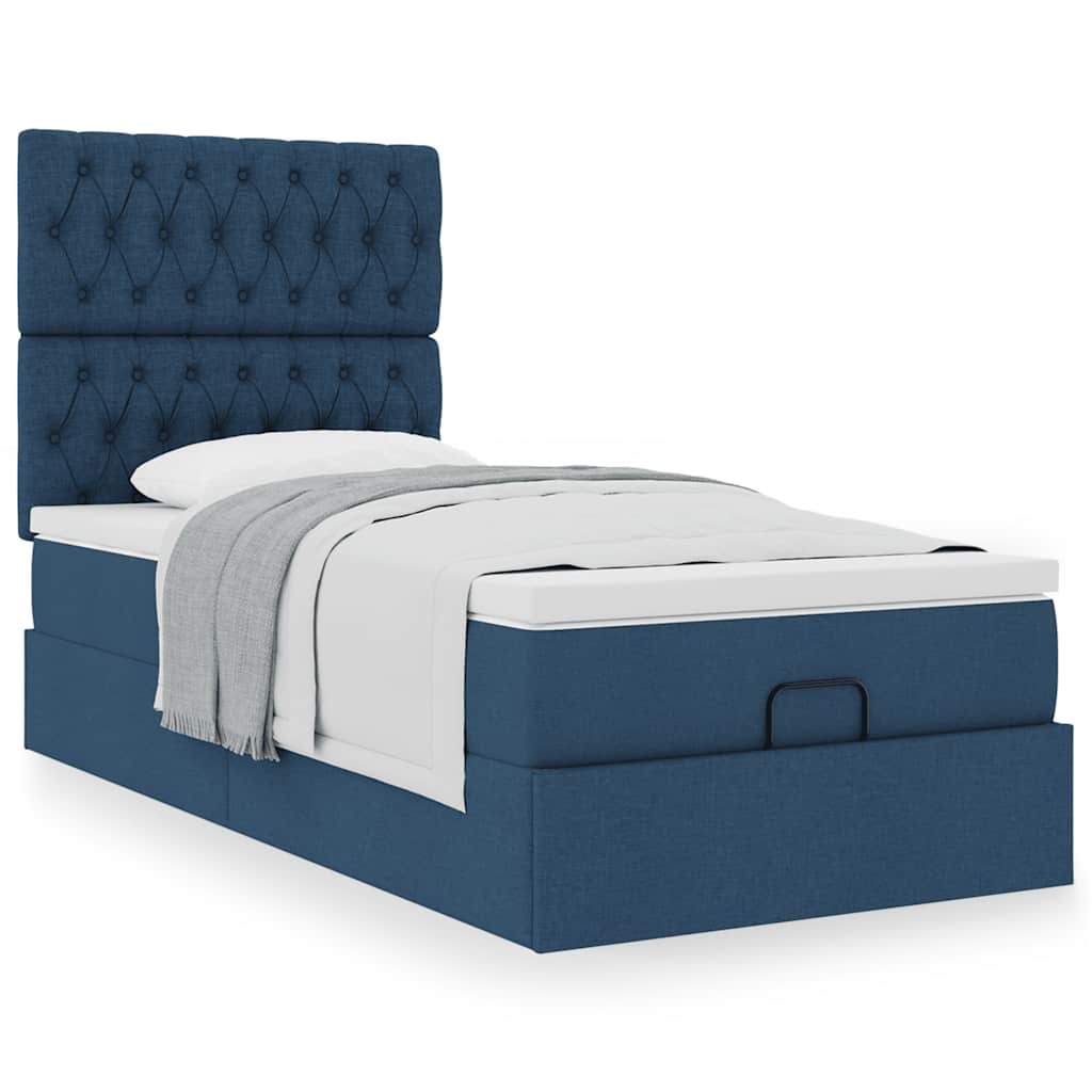 Ottoman bed met matras 90x190cm stof blauw is nu te koop bij PeponiXL, paradijselijk wonen!