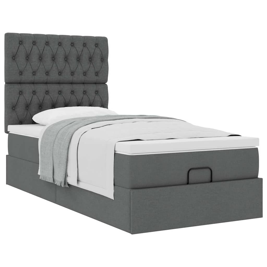 Bed met matras 90x200 cm stof donkergrijs is nu te koop bij PeponiXL, paradijselijk wonen!