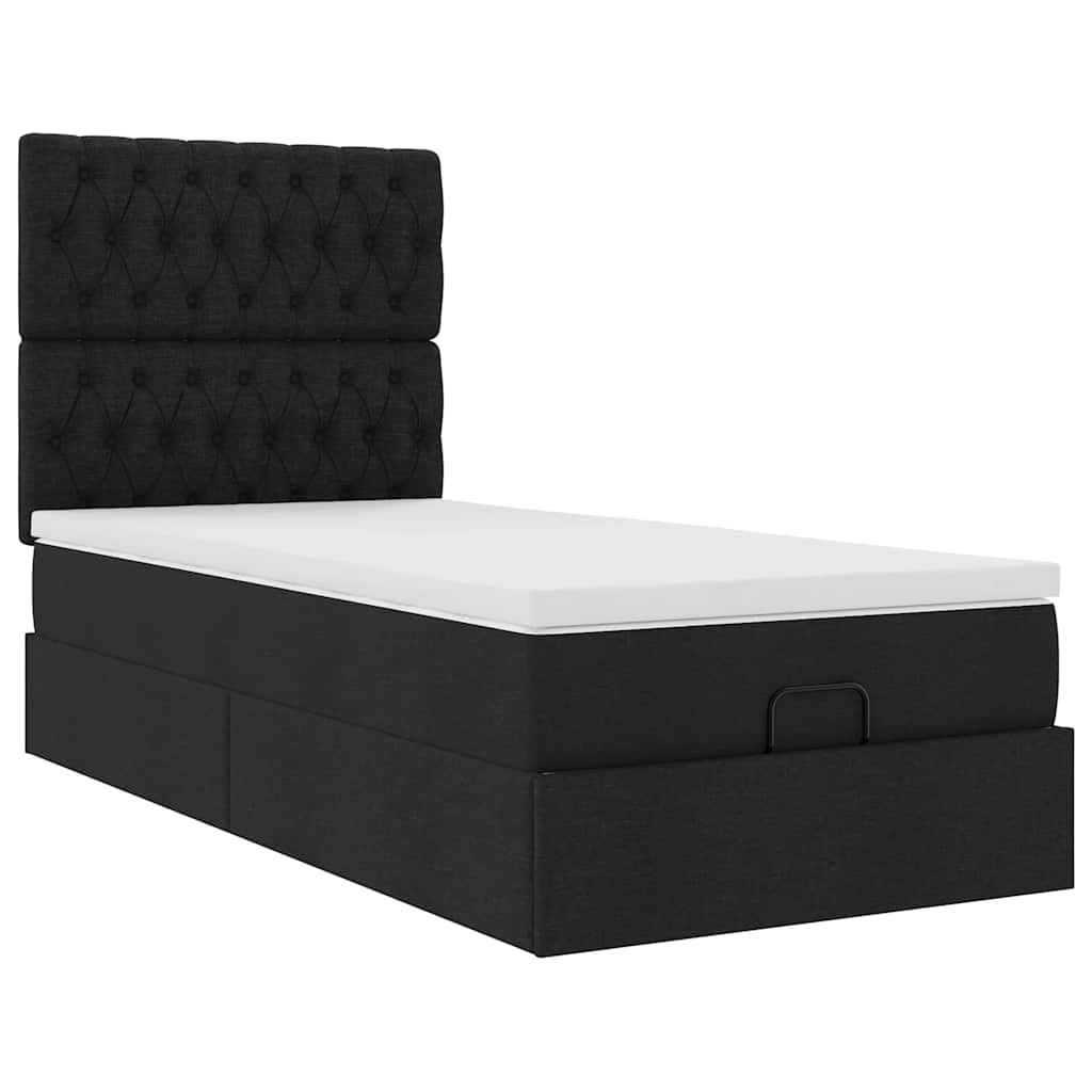 Bed met matras 90x200 cm stof zwart is nu te koop bij PeponiXL, paradijselijk wonen!