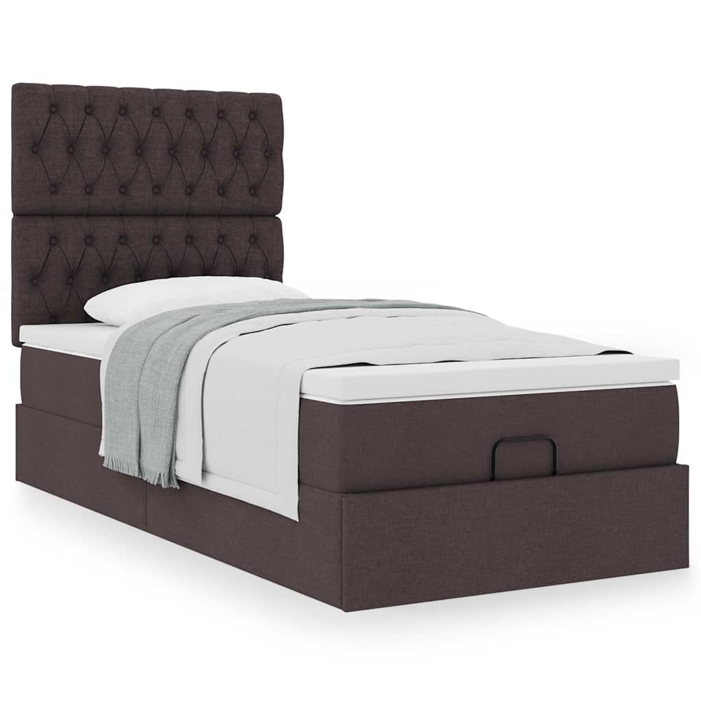 Bed met matras 90x200 cm stof donkerbruin is nu te koop bij PeponiXL, paradijselijk wonen!