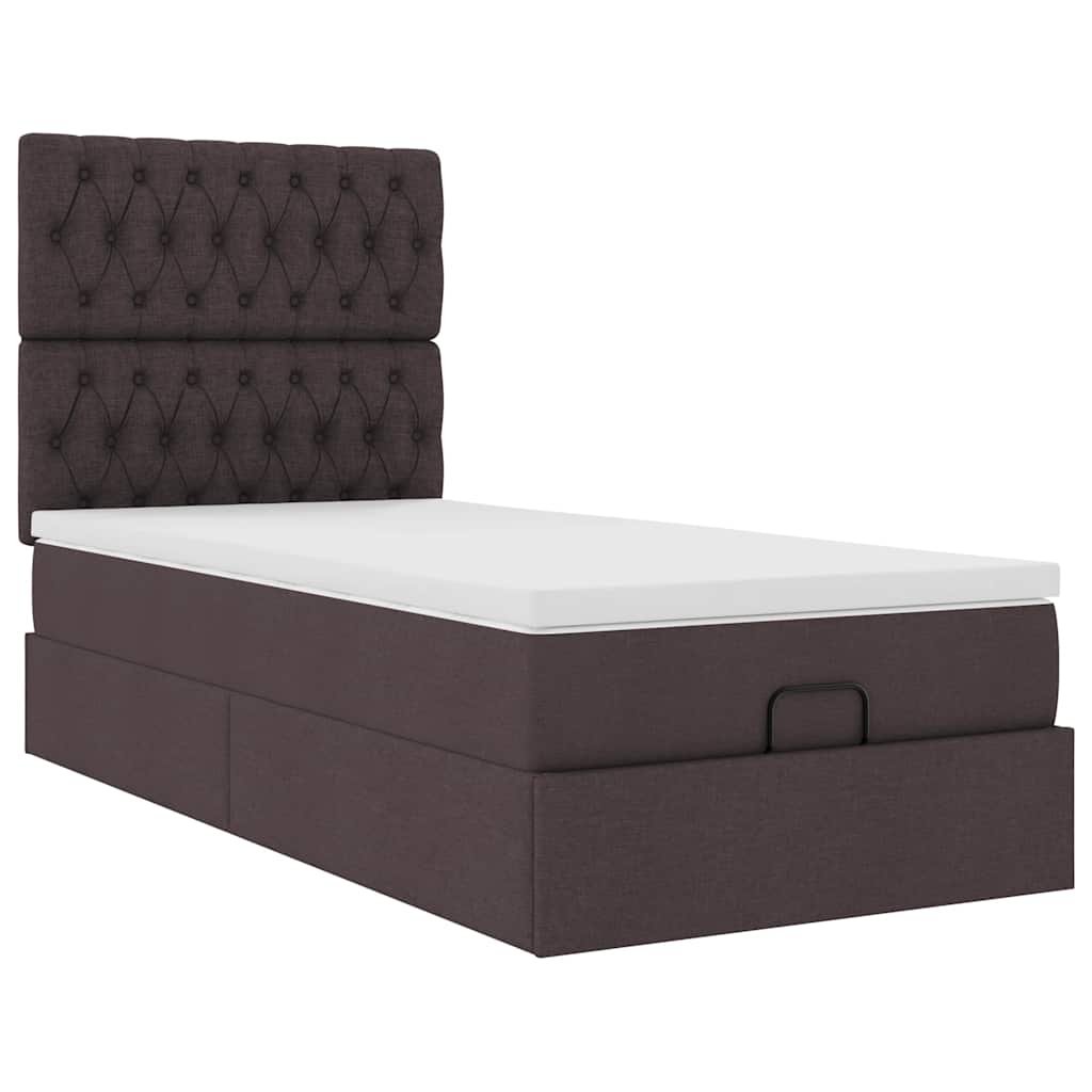Bed met matras 90x200 cm stof donkerbruin is nu te koop bij PeponiXL, paradijselijk wonen!