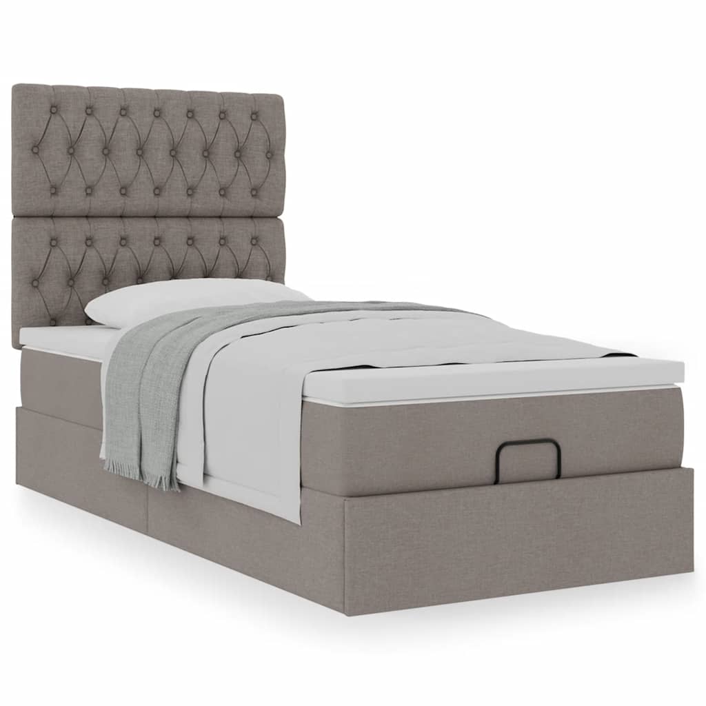 Bed met matras 90x200 cm stof taupe is nu te koop bij PeponiXL, paradijselijk wonen!