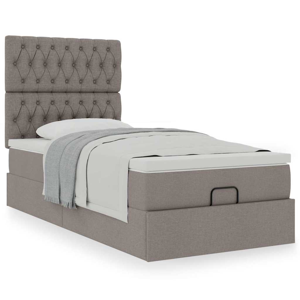 Bed met matras 100x200 cm stof taupe is nu te koop bij PeponiXL, paradijselijk wonen!