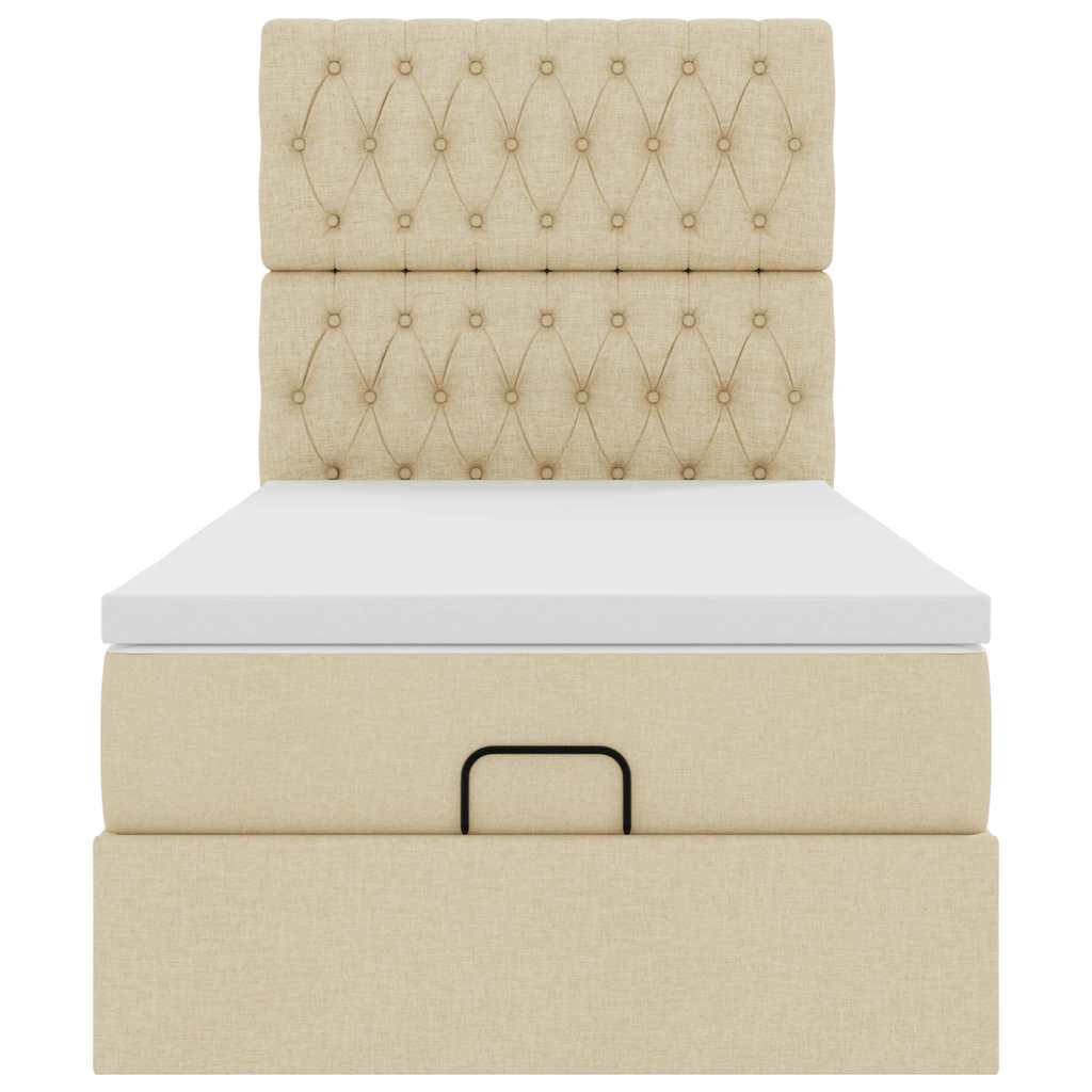 Bed met matras 100x200 cm stof crèmekleurig is nu te koop bij PeponiXL, paradijselijk wonen!