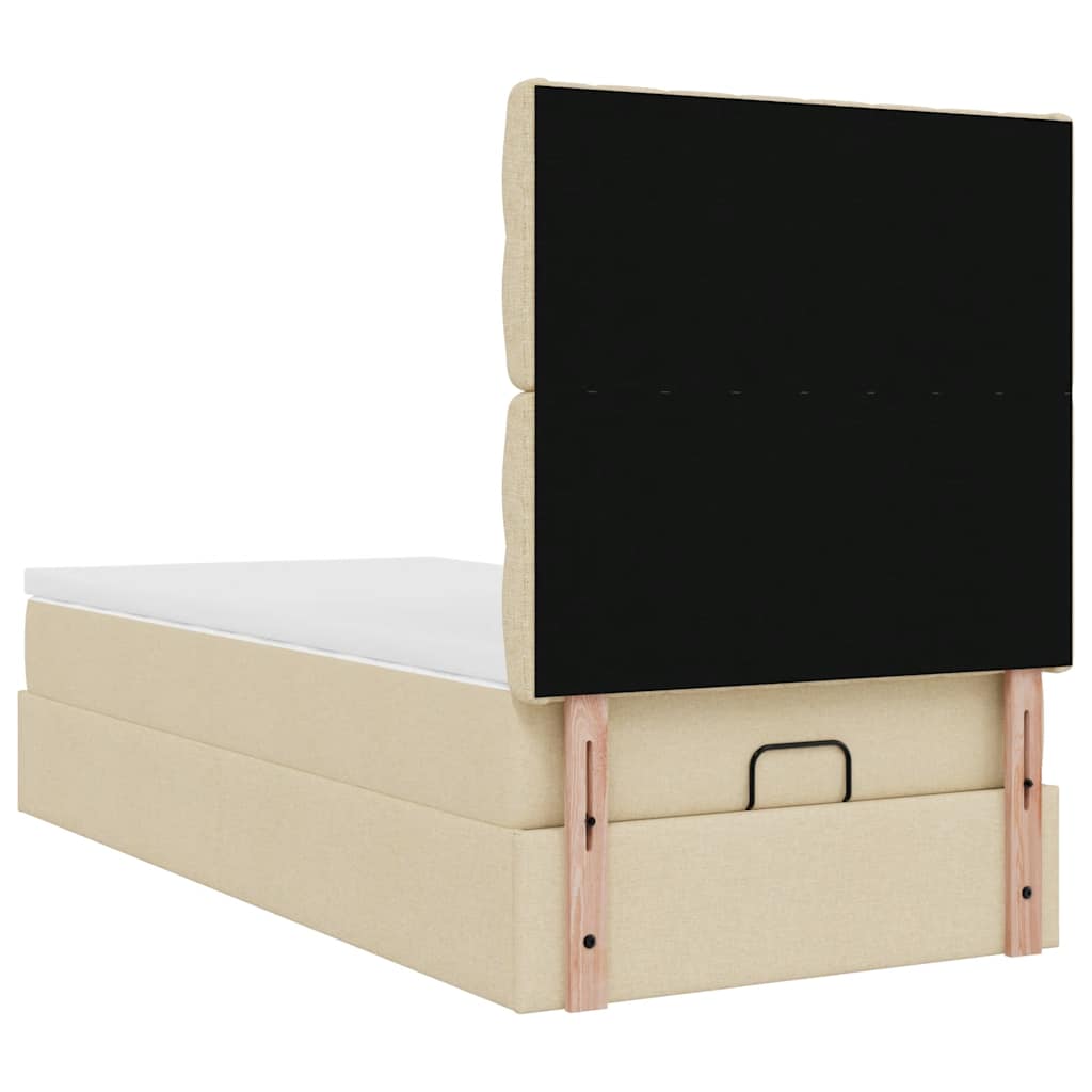 Bed met matras 100x200 cm stof crèmekleurig is nu te koop bij PeponiXL, paradijselijk wonen!