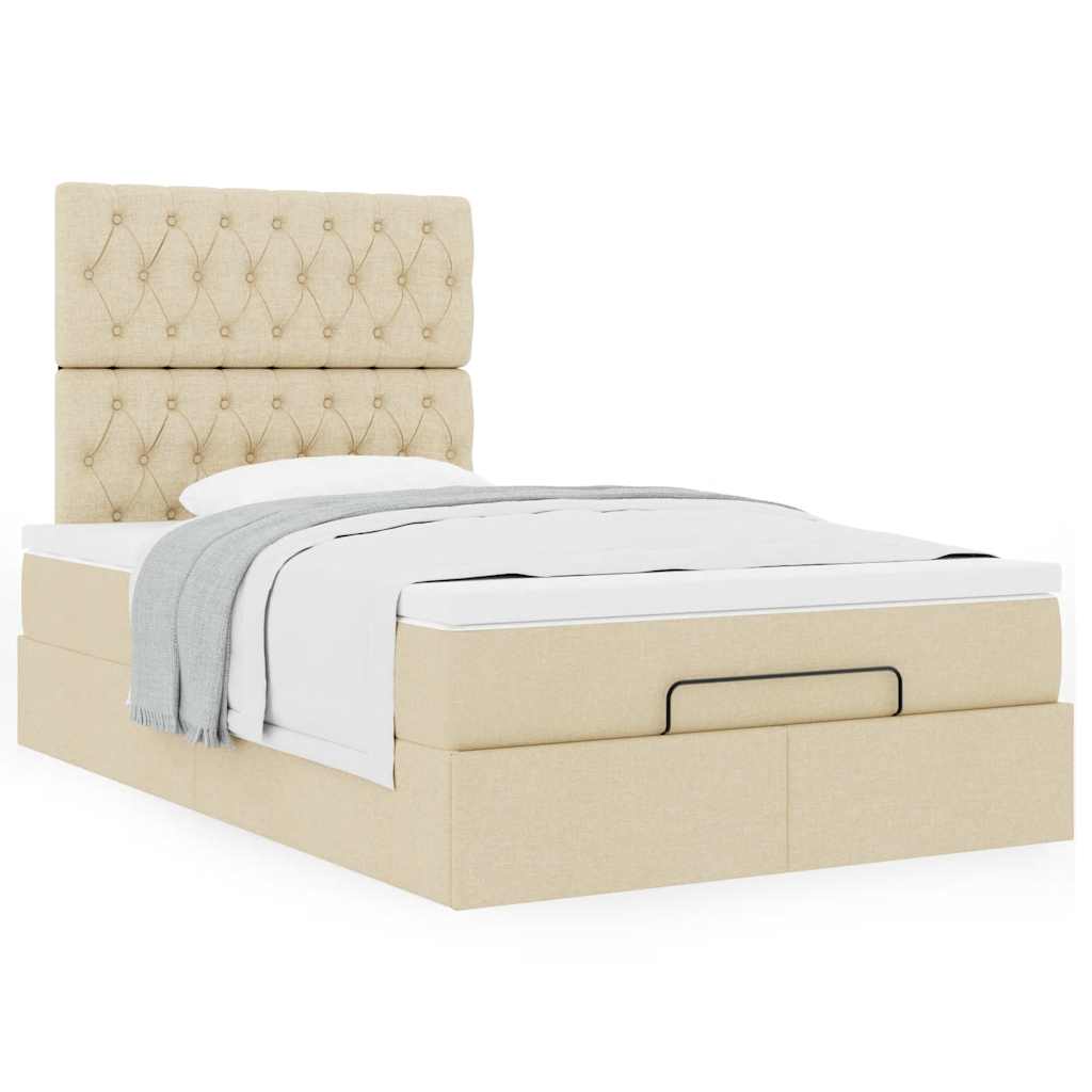 Ottoman bed met matras 120x190cm stof crèmekleurig is nu te koop bij PeponiXL, paradijselijk wonen!