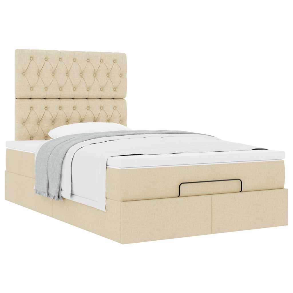 Ottoman bed met matras 120x190cm stof crèmekleurig is nu te koop bij PeponiXL, paradijselijk wonen!