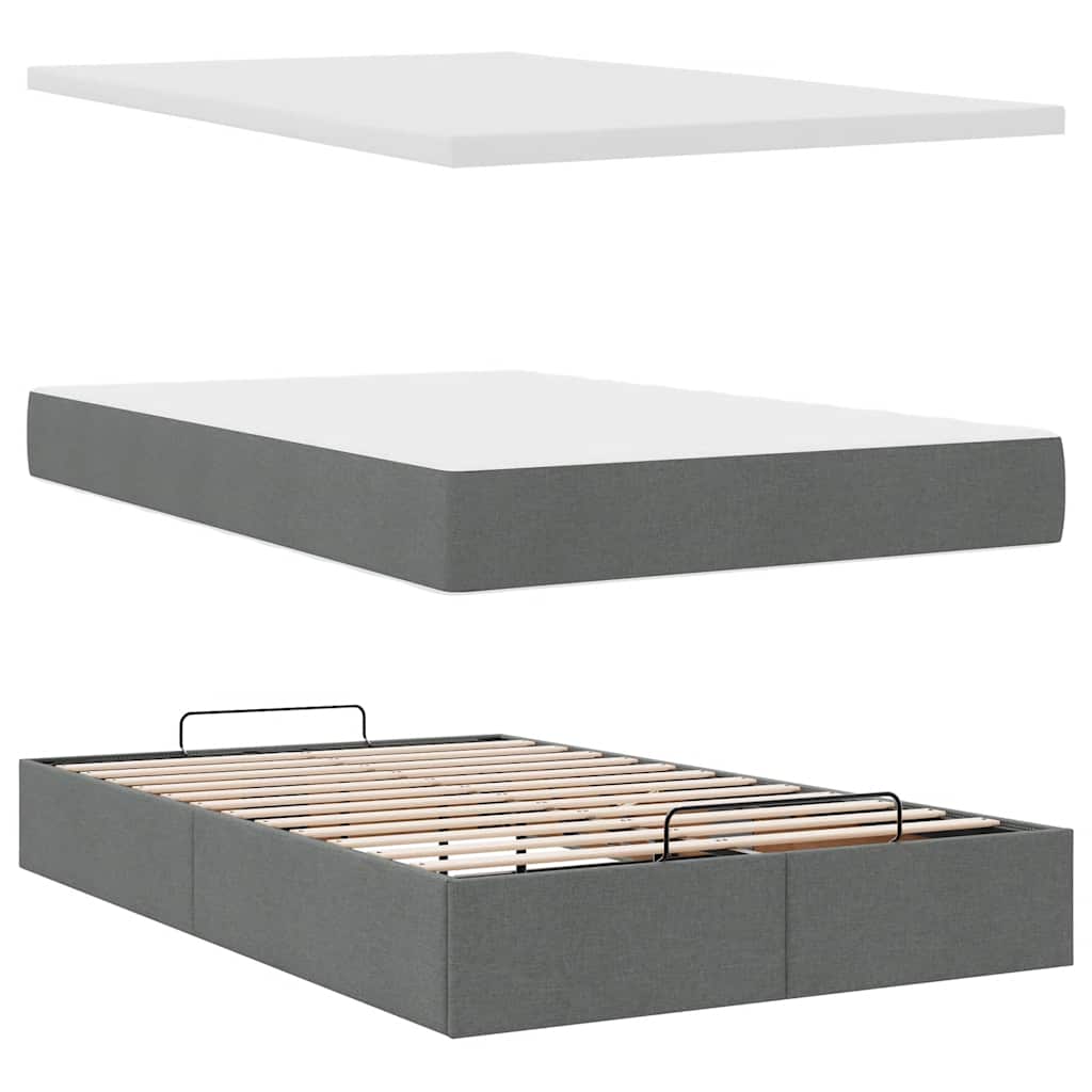 Ottoman bed met matras 120x200cm stof donkergrijs is nu te koop bij PeponiXL, paradijselijk wonen!