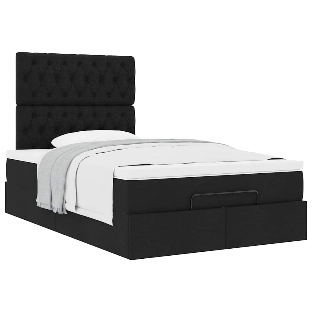 Ottoman bed met matras 120x200cm stof zwart is nu te koop bij PeponiXL, paradijselijk wonen!