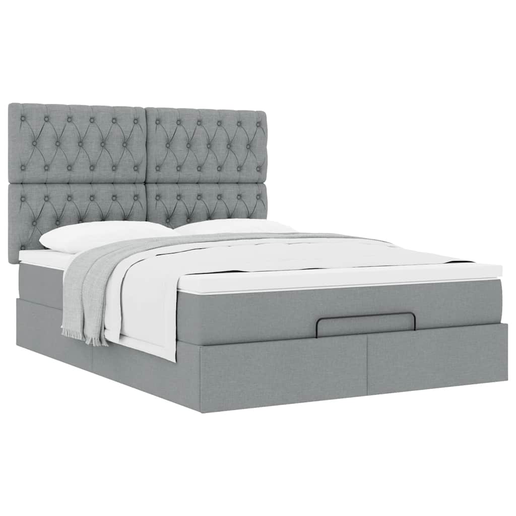 Ottoman bed met matras 140x190cm stof lichtgrijs is nu te koop bij PeponiXL, paradijselijk wonen!