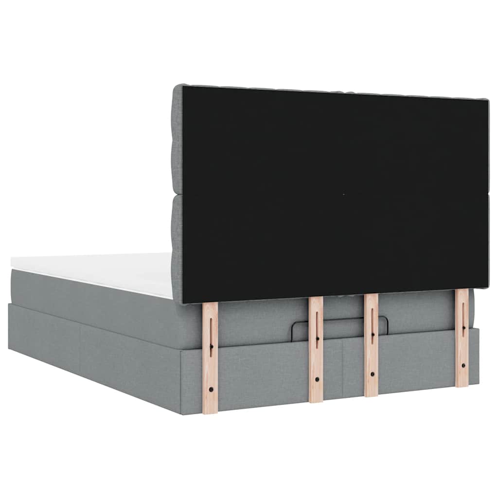 Ottoman bed met matras 140x190cm stof lichtgrijs is nu te koop bij PeponiXL, paradijselijk wonen!