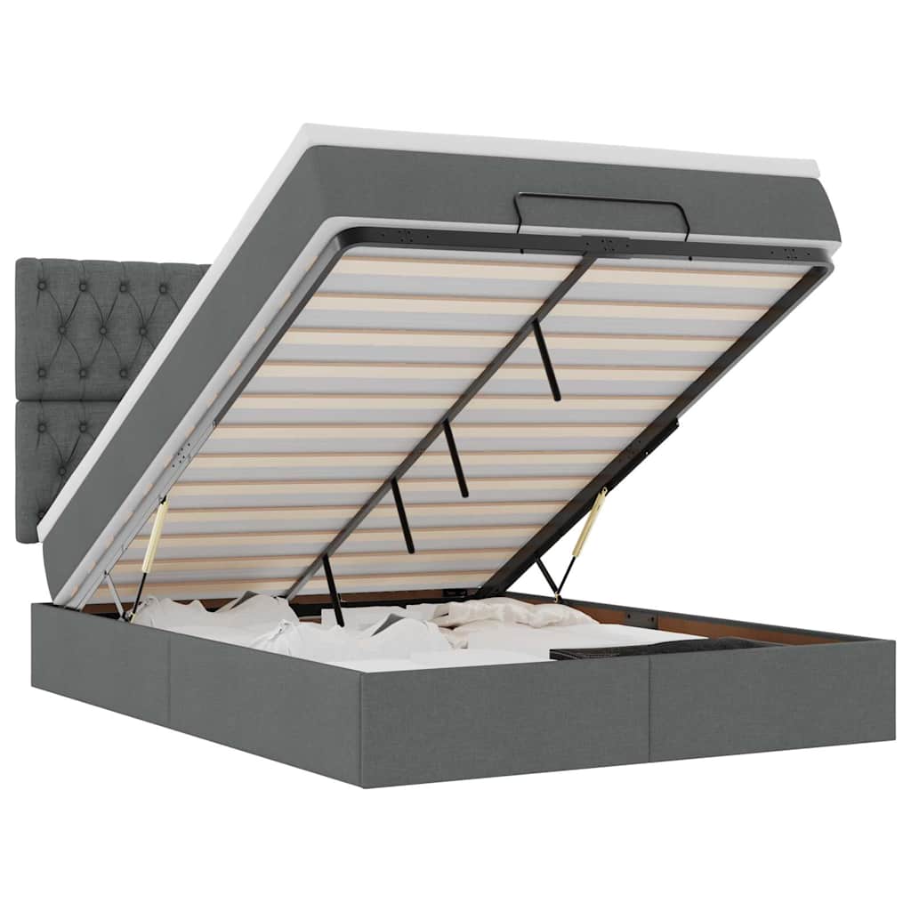Ottoman bed met matras 140x190cm stof donkergrijs is nu te koop bij PeponiXL, paradijselijk wonen!