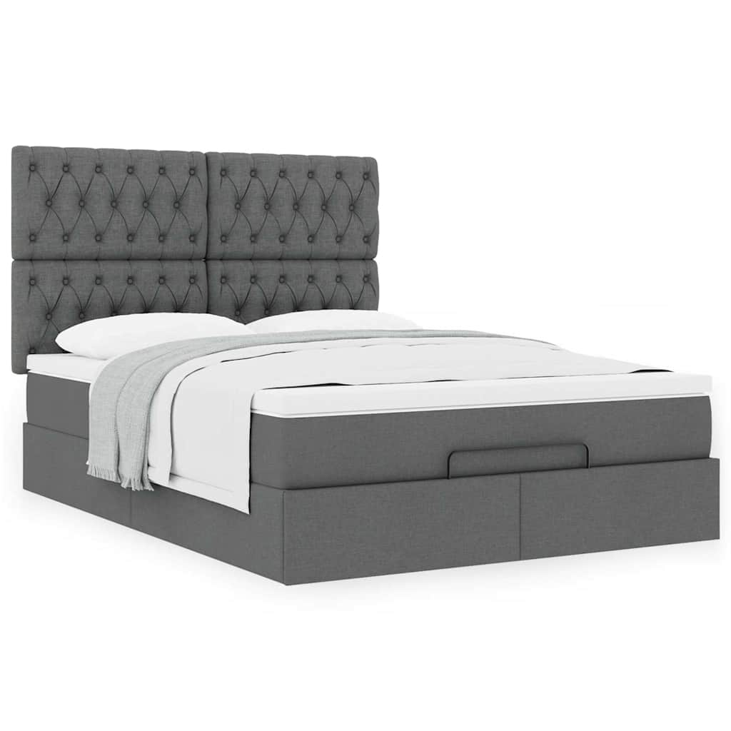 Ottoman bed met matras 140x190cm stof donkergrijs is nu te koop bij PeponiXL, paradijselijk wonen!