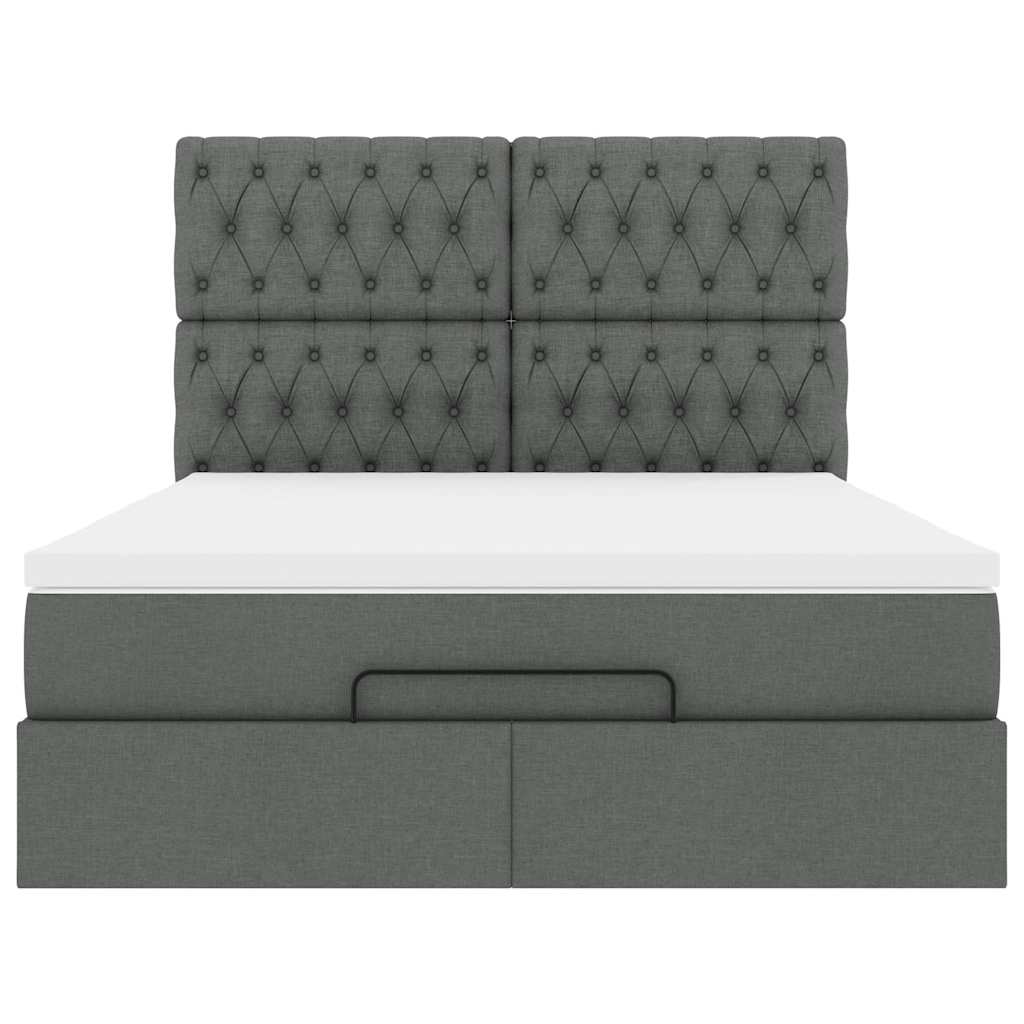 Ottoman bed met matras 140x190cm stof donkergrijs is nu te koop bij PeponiXL, paradijselijk wonen!