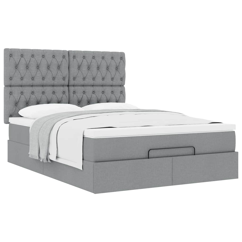 Ottoman bed met matras 140x200cm stof lichtgrijs is nu te koop bij PeponiXL, paradijselijk wonen!
