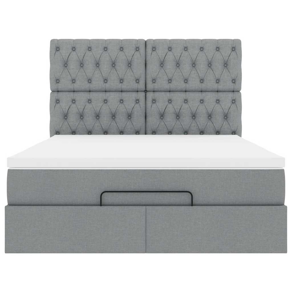Ottoman bed met matras 140x200cm stof lichtgrijs is nu te koop bij PeponiXL, paradijselijk wonen!