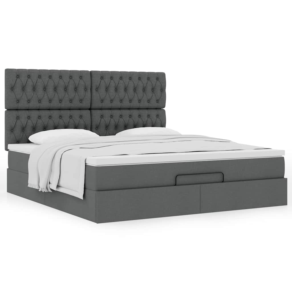 Ottoman bed met matras 160x200cm stof donkergrijs is nu te koop bij PeponiXL, paradijselijk wonen!