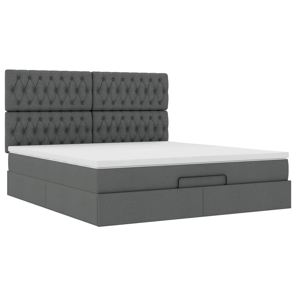 Ottoman bed met matras 160x200cm stof donkergrijs is nu te koop bij PeponiXL, paradijselijk wonen!